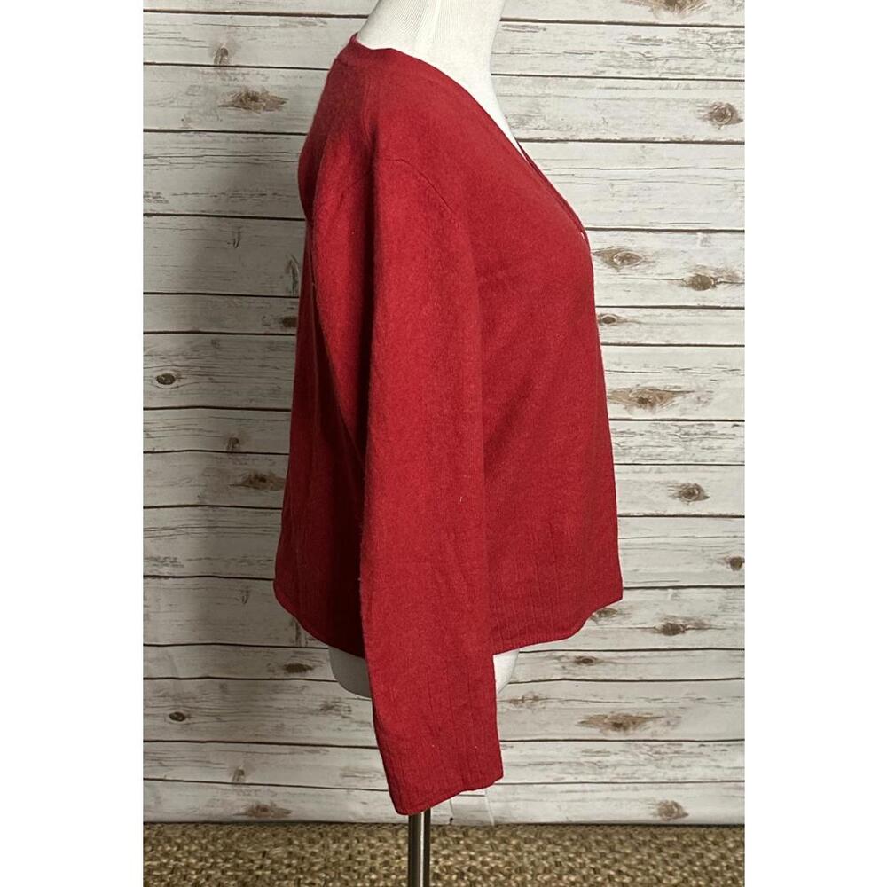Preston & York red cashmere/lambswool button-front cardigan sweater Size Large - Picture 4 of 6
